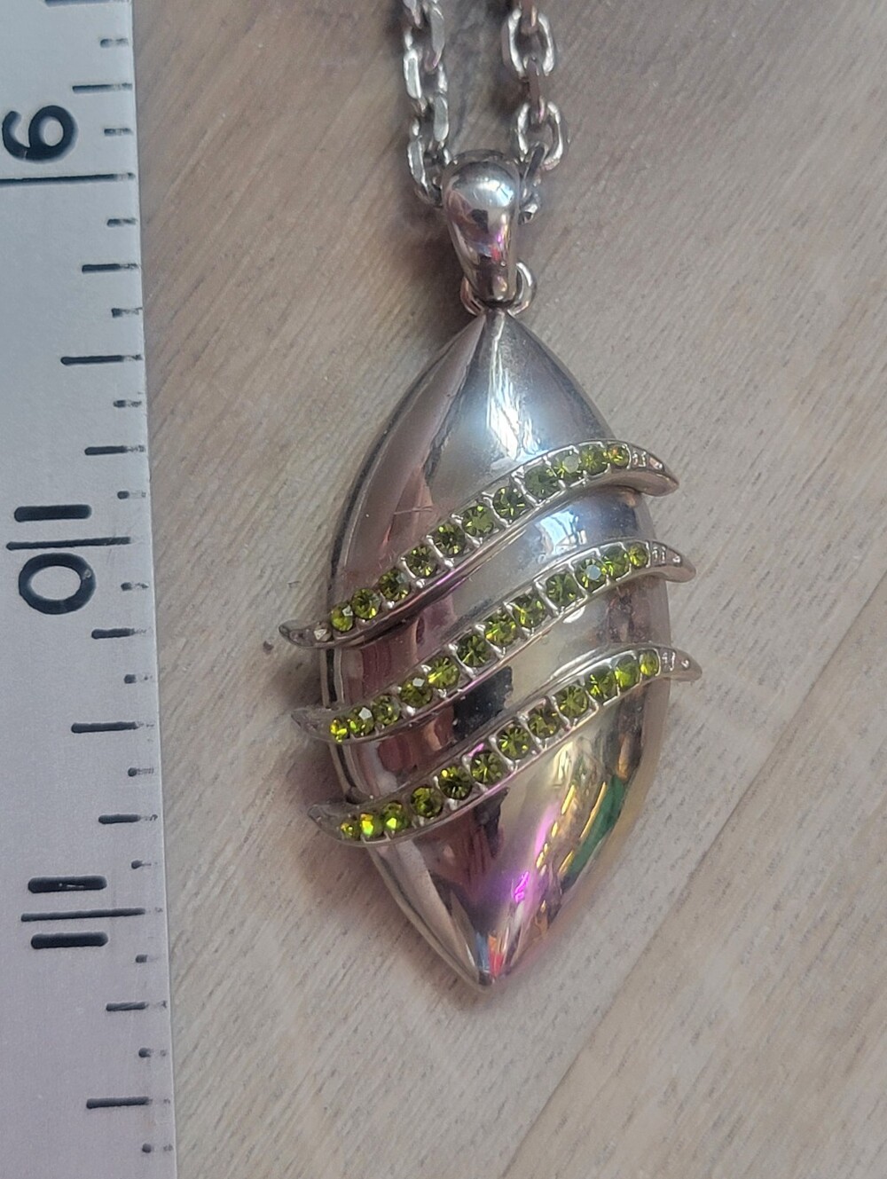 Passion Silver Tone Wrapped Capsule Pendant Necklace 18”